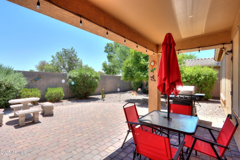 Large paved backyard