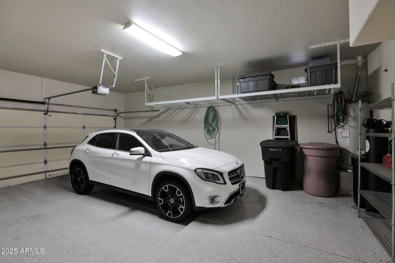 Spacious garage with storage