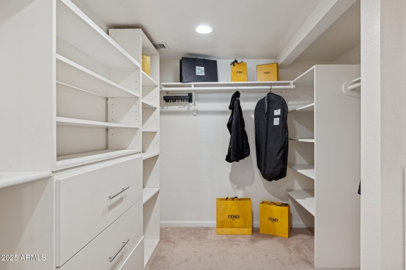 Walk-in closet in bathroom