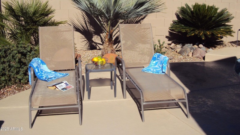 Backyard pool side seating