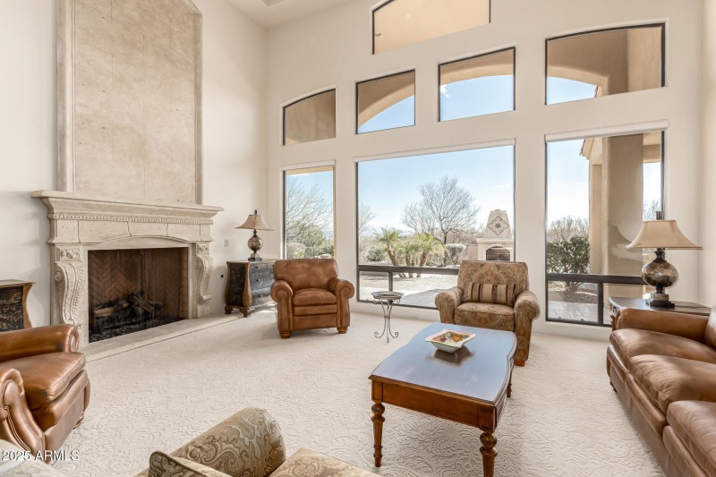 Stone to ceiling Fireiplace