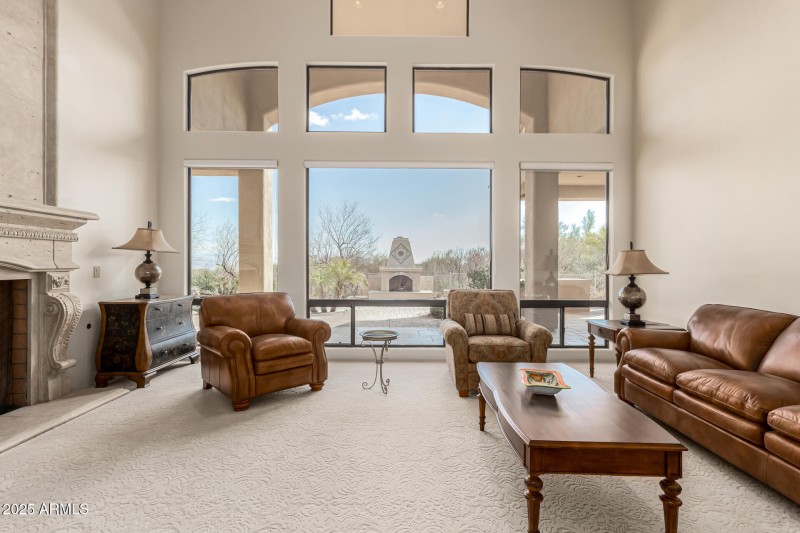 Tall Coffered Ceilings & Wall of Windows