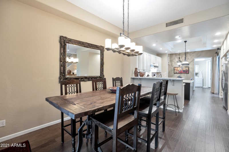 Large open dining and kitchen