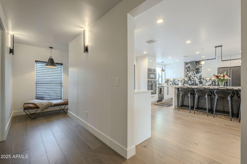 Large Hallway with wood floors