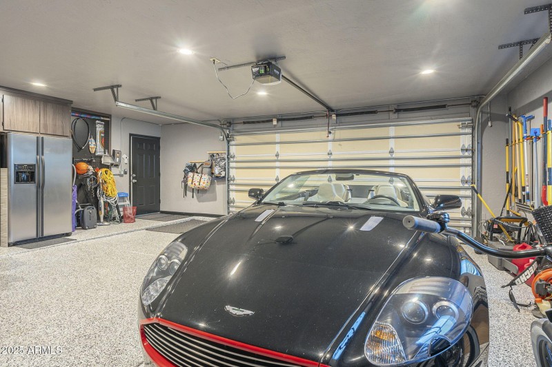 2 car garage with epoxy floors