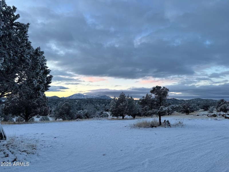 Snowy sunset