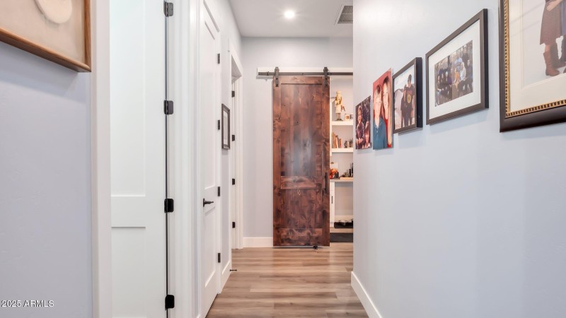 Split floor plan hallway