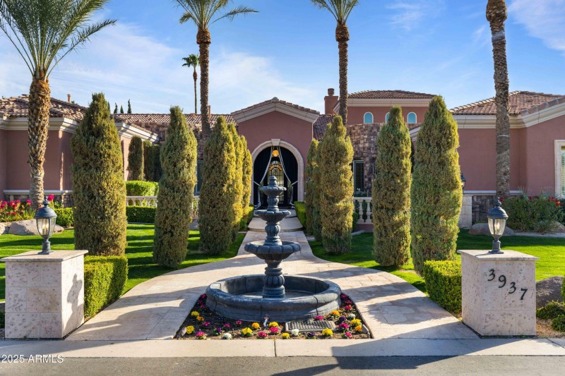 Manicured Cypress-lined Entry