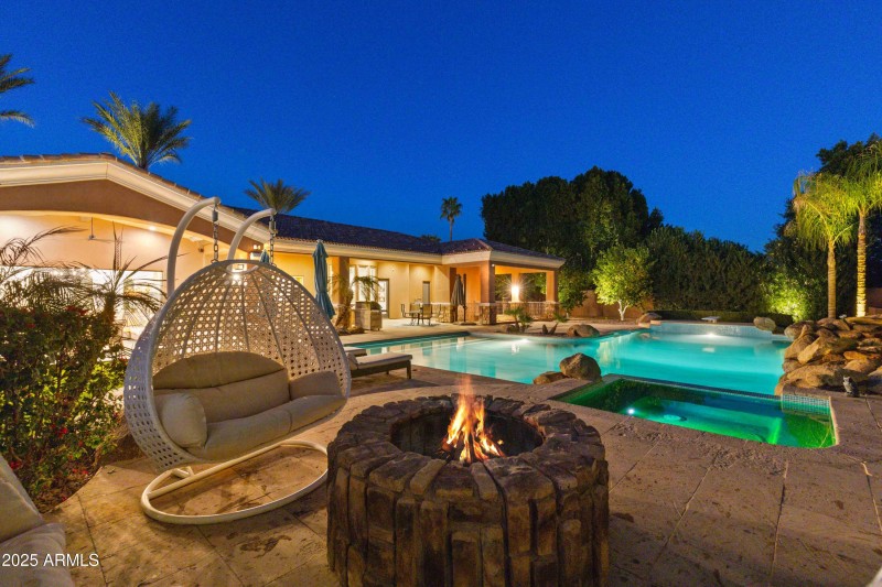 Wood Firepit Seating Area