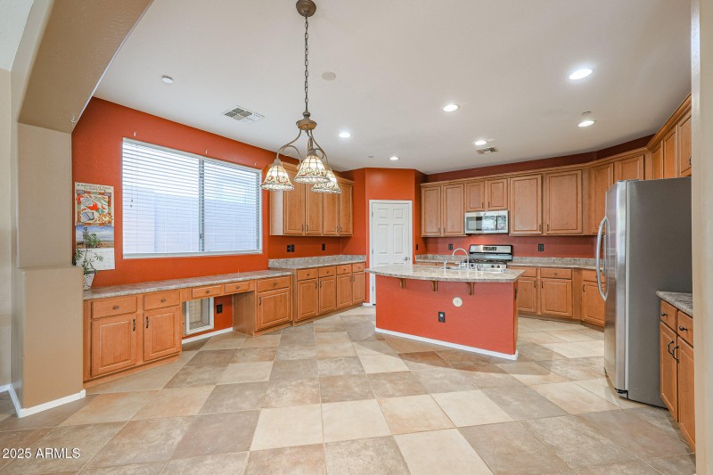 Kitchen with built in dog door