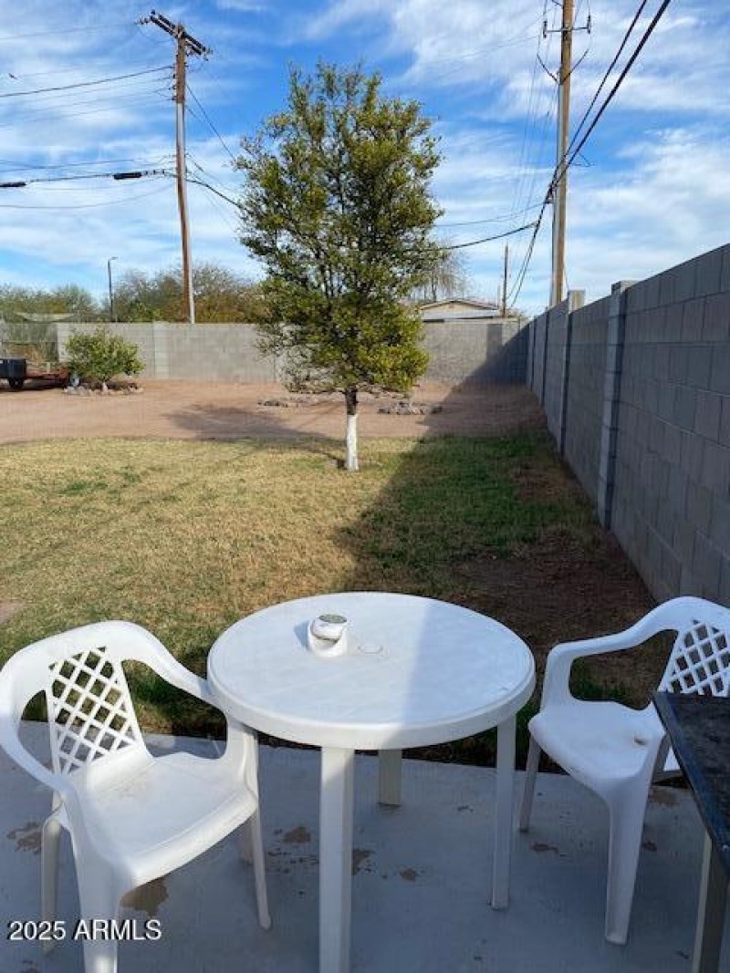 Patio Grilling area with east side yard