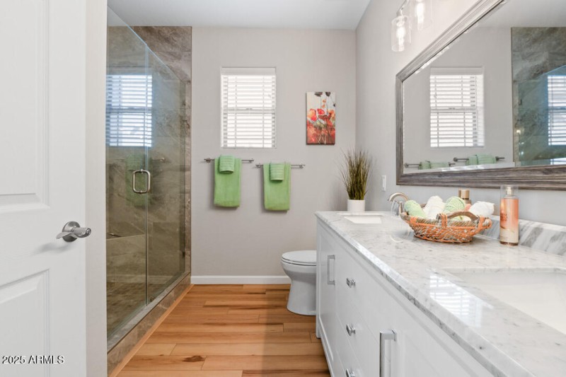 Large Shower with glass doors