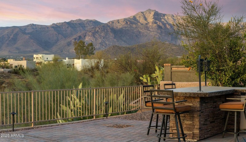View from back patio with BBQ island