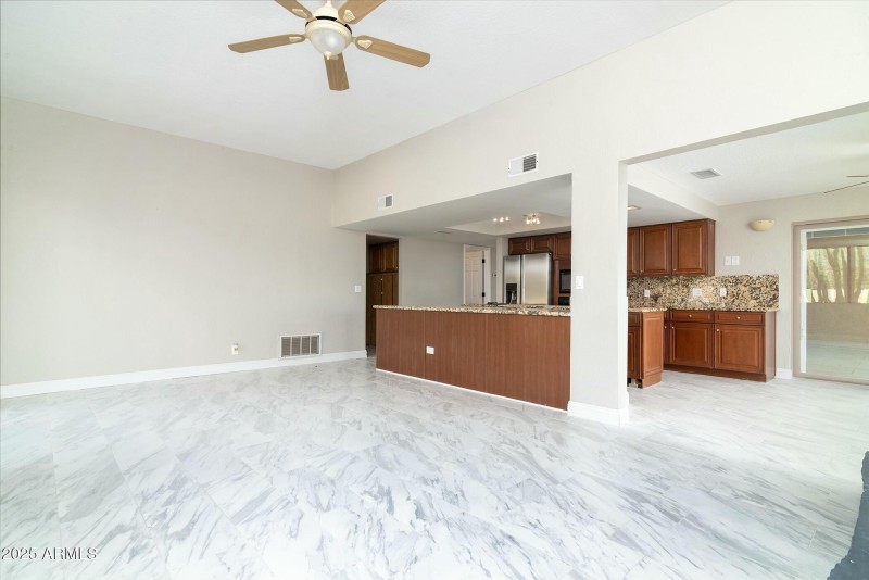 Kitchen open to living room