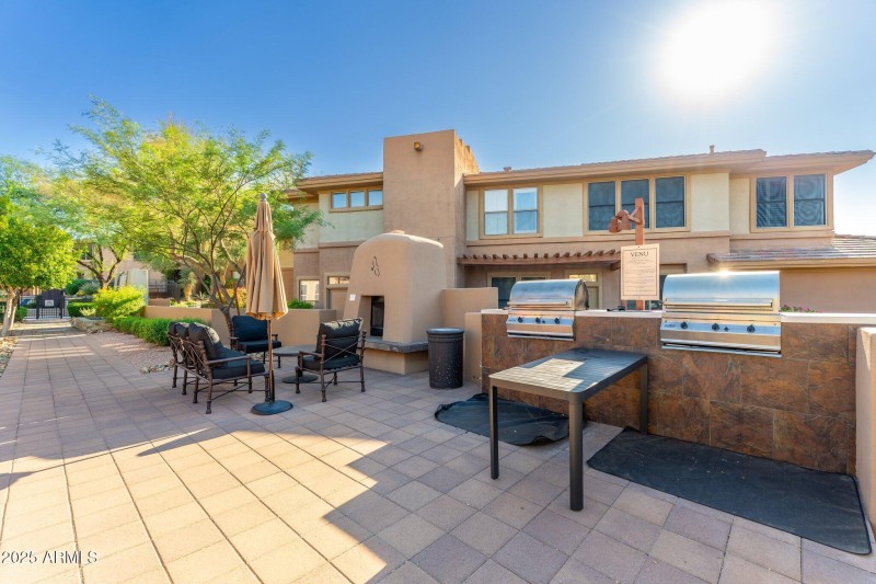 Grills and fireplace entertaining area