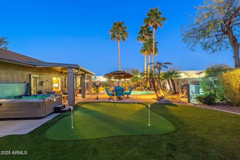 Night view of backyard