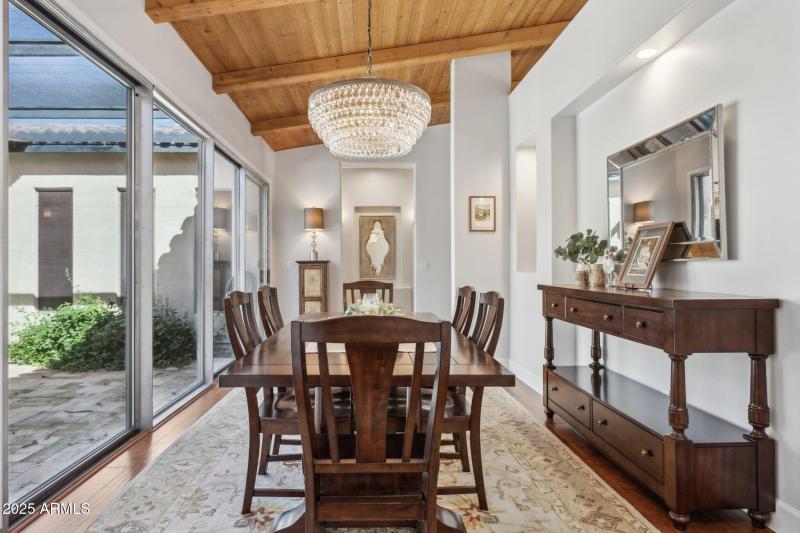 Formal dining to atrium view