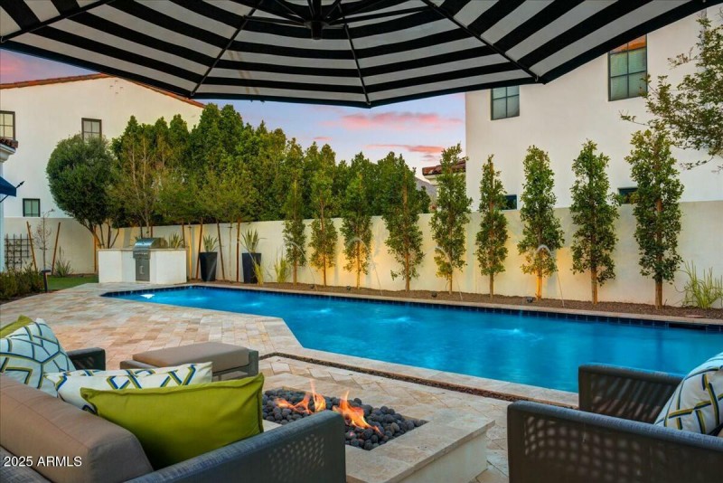 Pool and fire pit