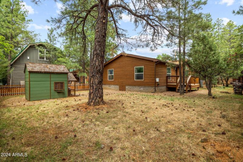Playhouse in fenced yard