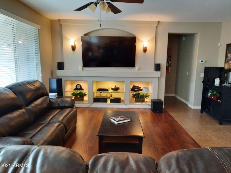 family room with niche