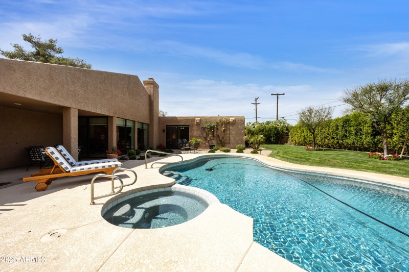 Heated saltwater pool and spa