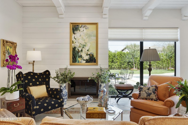 Living room and fireplace