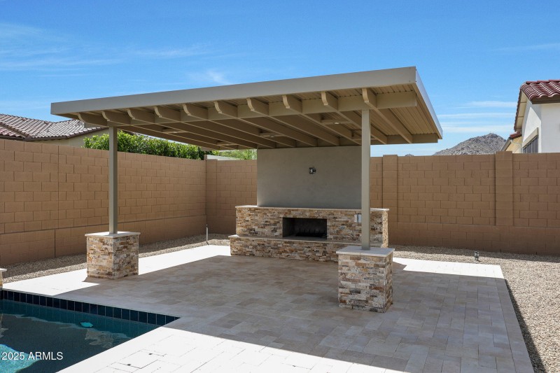 PERGOLA/GAS FIREPLACE/MEDIA WALL