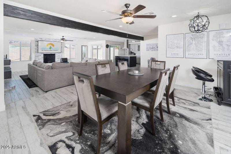 Formal dining from guest bed hallway