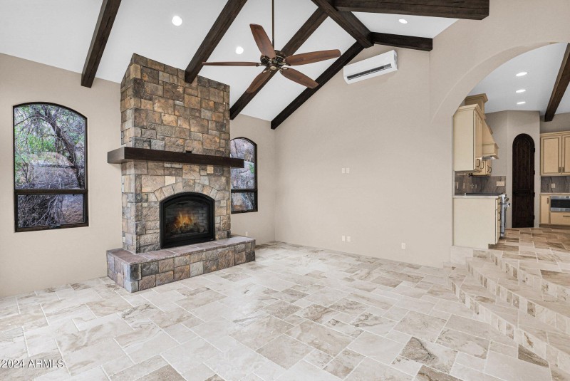 Floor to ceiling fireplace