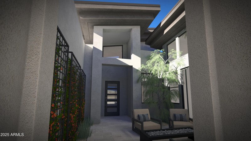Rendering of courtyard entry
