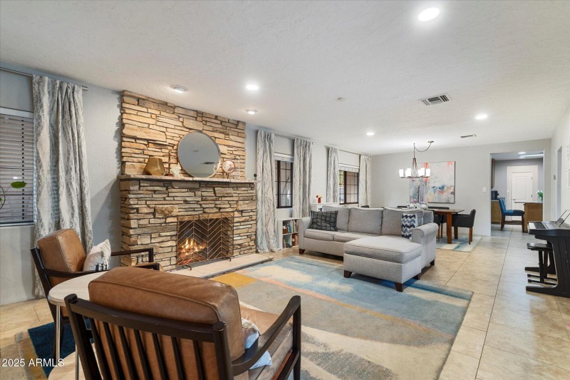 Spacious Family Room with Fireplace