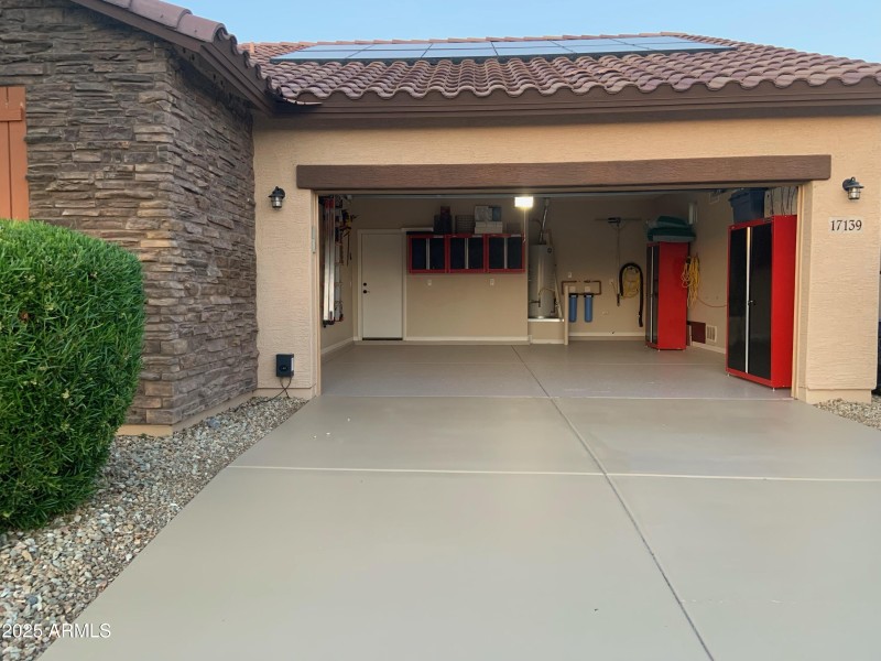 garage with new epoxy flooring