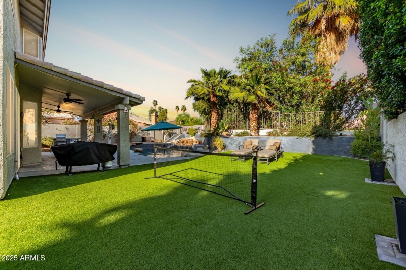 Separate grassy area for play