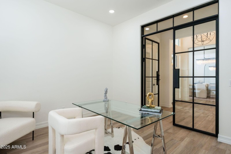 Den-Office with Custom Iron Doors