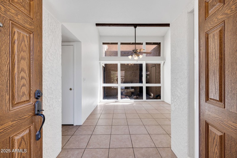 Front entry into vestibule