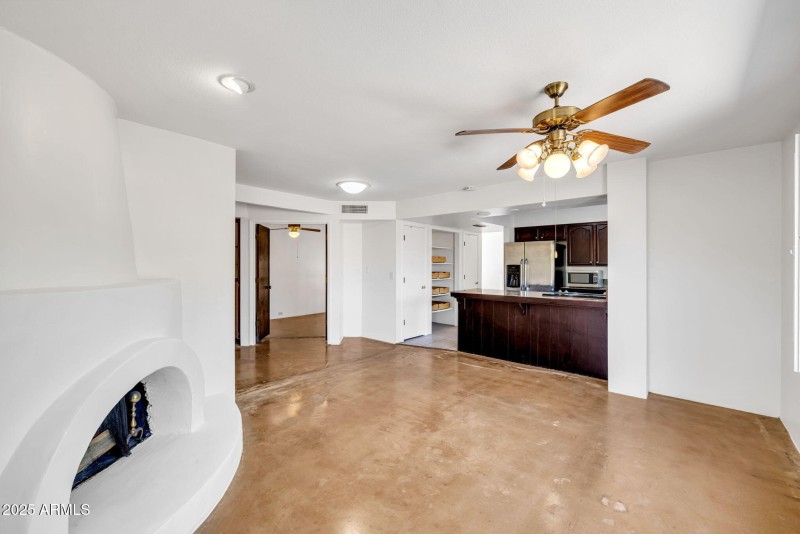 View from patio doors into family room