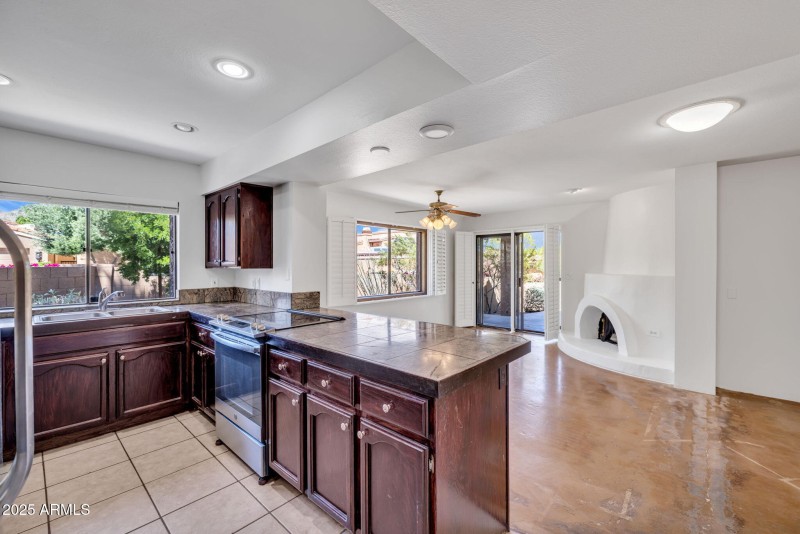 Kitchen towards patio view