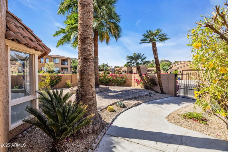 Gated front courtyard