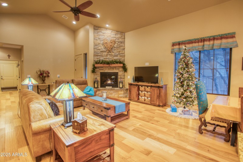 Cozy up to the Stone Fireplace