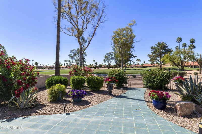 Patio walkway to course