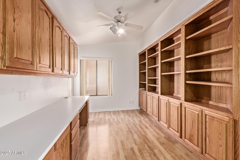 Office with custom cabinetry