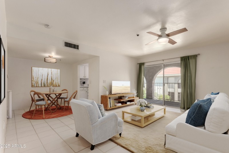 Living/Dining space virtually staged