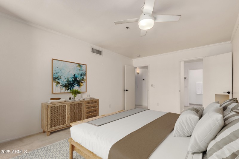 Primary bedroom virtually staged