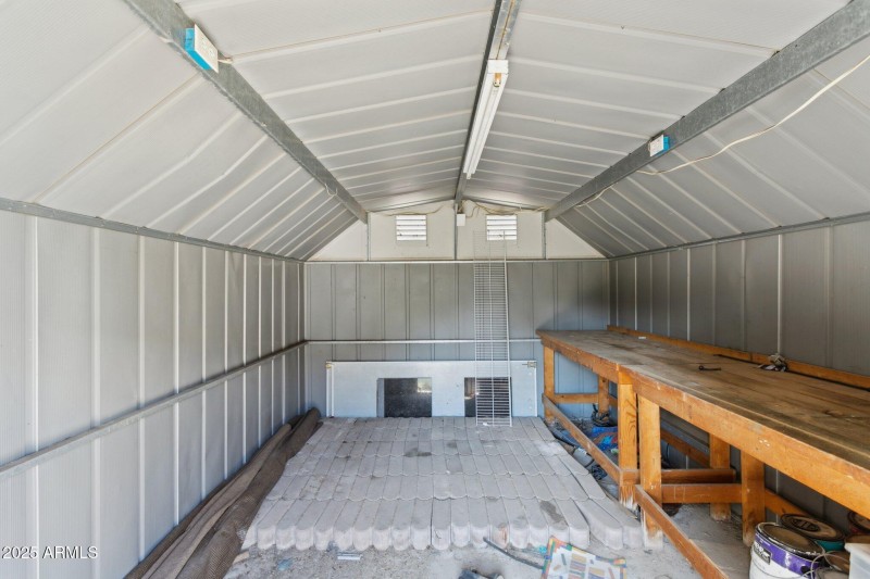 Interior of shed