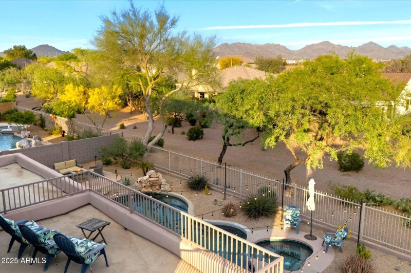 Serene desert wash & mountain views