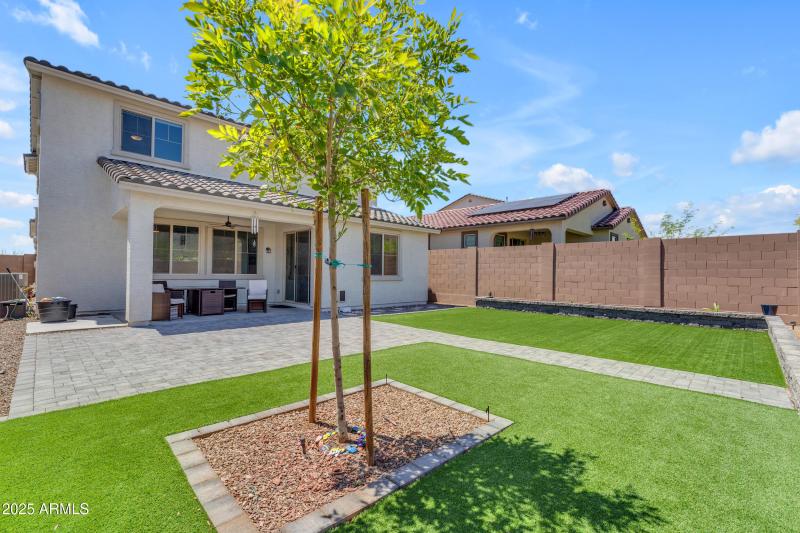 Pavered backyard landscaping