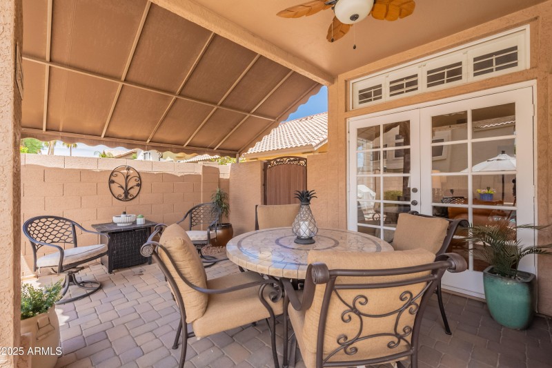 French door exit to patio.