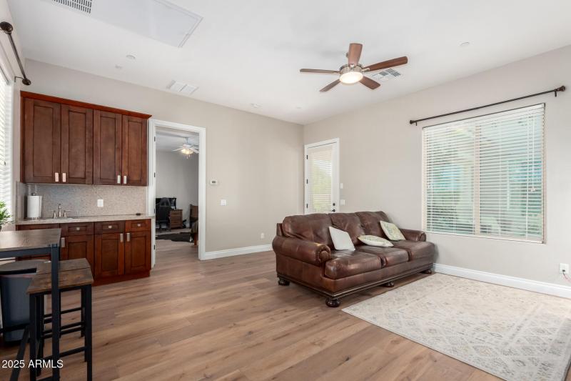 Casita living space & kitchenette