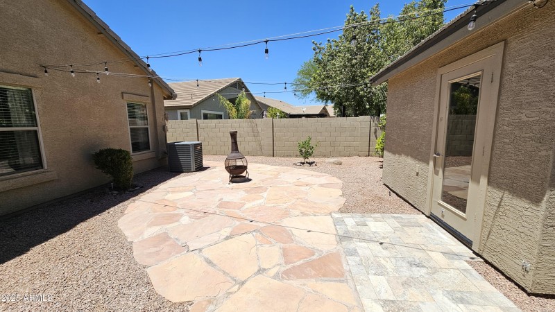 Back patio and site built shed