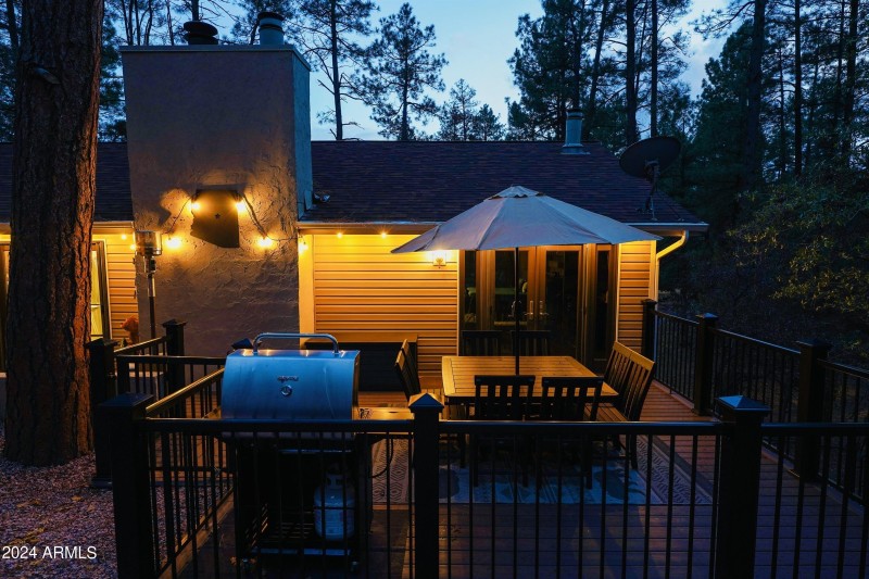 Night view of back deck